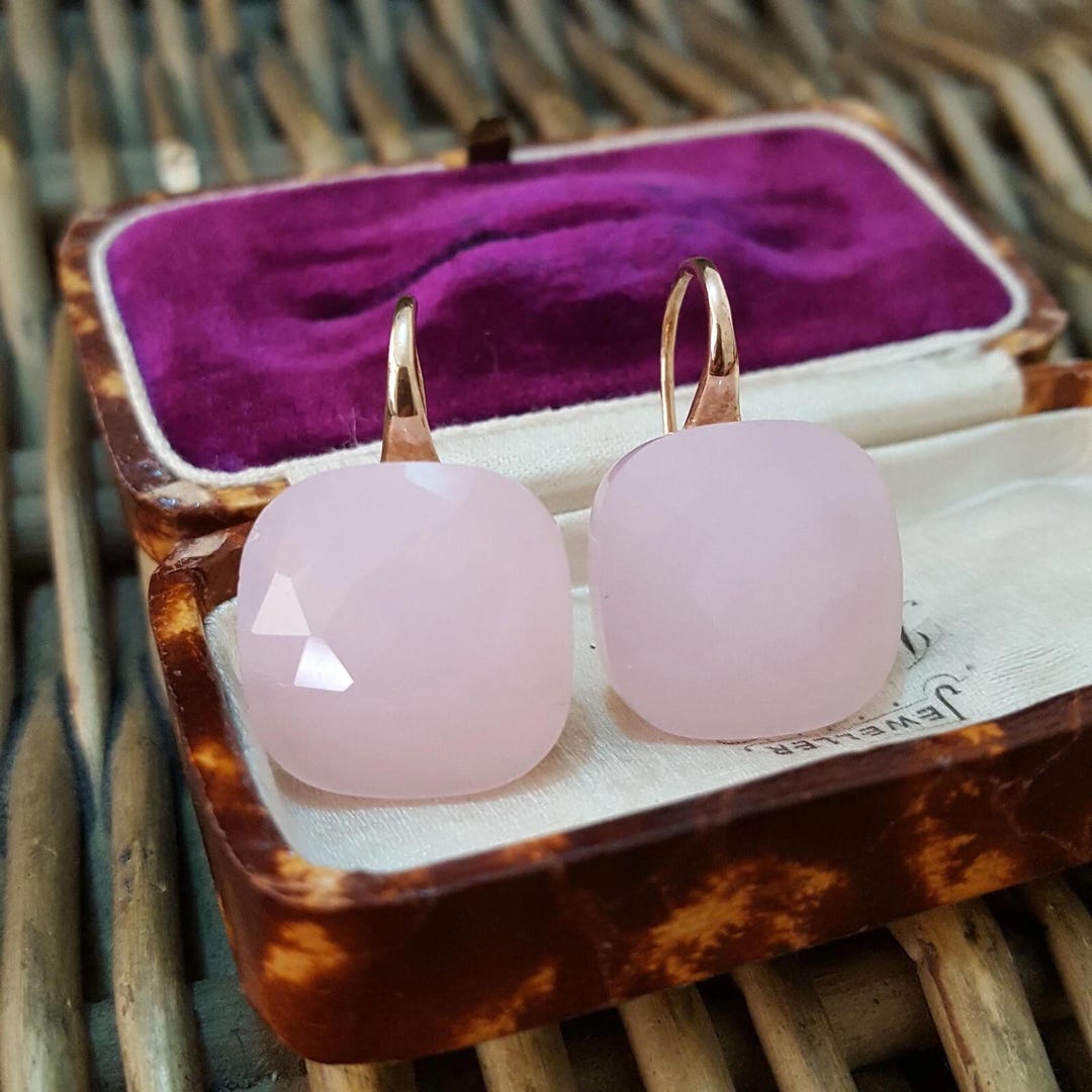 Boucles D'oreilles Argent 925 Avec Perle Rose Et Quartz Rose - Fait Main - Inde
