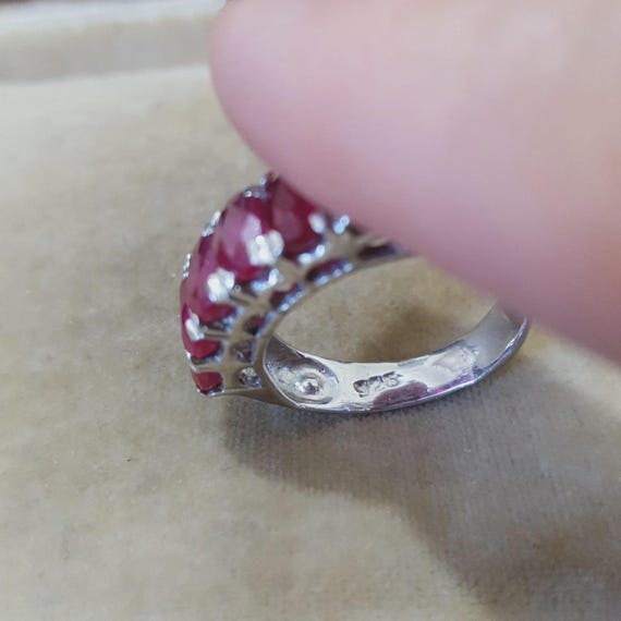 Half Eternity Ring 925 Sterling Silver Ruby Gemst… - image 8