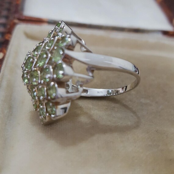 Statement Sterling Silver Ring Green Kyanite Gems… - image 8