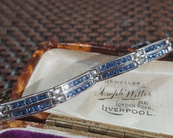 925 Sterling Silver Tennis Bracelet, Swiss Blue Topaz Gemstones, 7.2 Inch Long