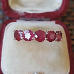 Genuine Natural Ruby Ring Sterling Silver Red Gemstone UK Size N US 6.75