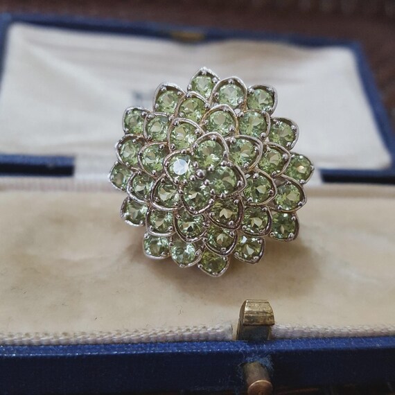 Statement Sterling Silver Ring Green Kyanite Gems… - image 4