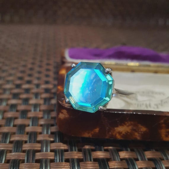 925 Statement Sterling Silver Ring Peacock Quartz… - image 5