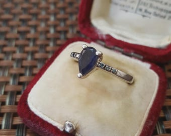 Womens Sterling Silver Ring Iolite & Blue Diamonds UK Size L / US 5.75 / EU 51
