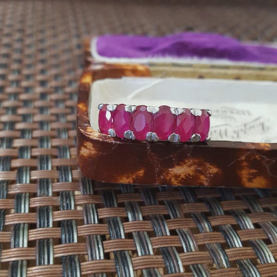 Half Eternity Ring 925 Sterling Silver Ruby Gemst… - image 5