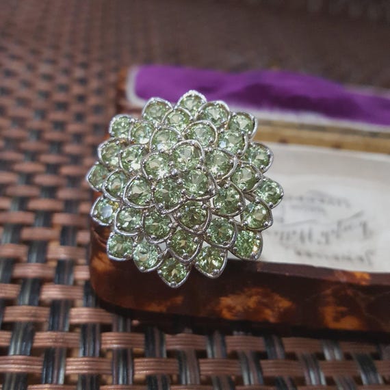 Statement Sterling Silver Ring Green Kyanite Gems… - image 5