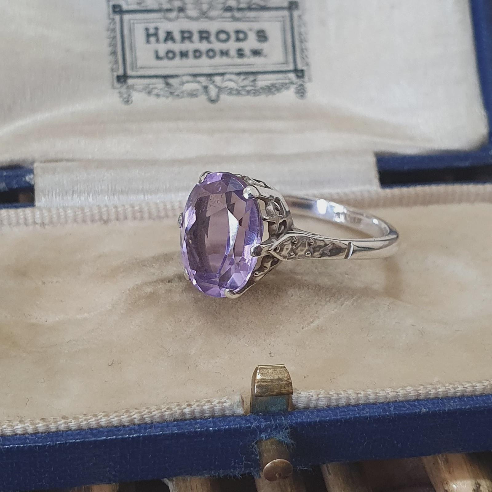 Vintage 925 Sterling Silver Ring, Rose De France Amethyst Ring, Size N US 6.75