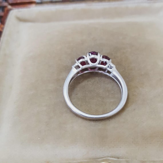 925 Solid Sterling Silver Trilogy Ring Natural Ru… - image 9