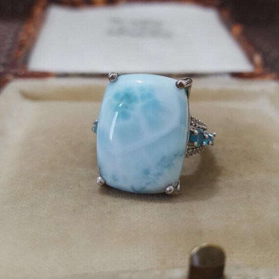 Statement Ring Sterling Silver Large Larimar, Neo… - image 7