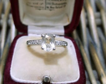 925 Sterling Silver Ring, Natural Serenite And Topaz Gemstones, Size Q US 8