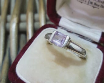 925 Sterling Silver Ring, Rose De France Amethyst Ring, Size K US 5.25