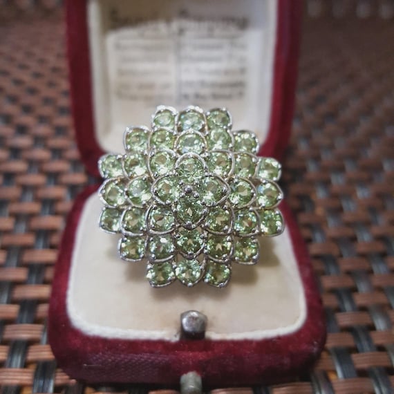 Statement Sterling Silver Ring Green Kyanite Gems… - image 1