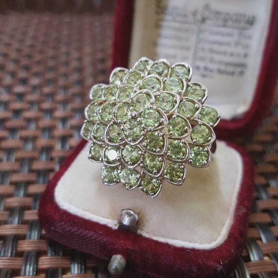 Statement Sterling Silver Ring Green Kyanite Gems… - image 2