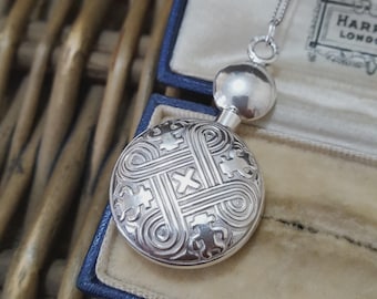 Vintage 925 Sterling Silver Necklace, Perfume Bottle Pendant, Hallmarked, 1994