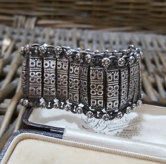 Vintage/Antique 925 Sterling Silver Bracelet, Wid… - image 7