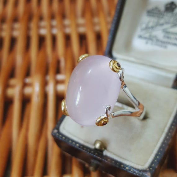 Large Statement 925 Sterling Silver Ring Rose Qua… - image 2