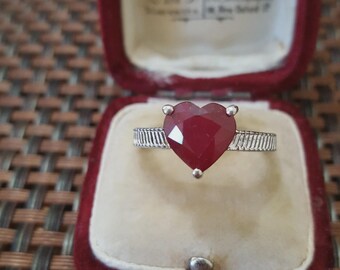 Sterling Silver Ring Natural Heart Ruby Jewellery UK Size P.5 / US 8 / EU 57