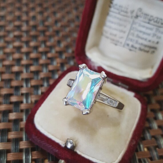 Diamonique Sterling Silver Ring Simulated Mystic … - image 3