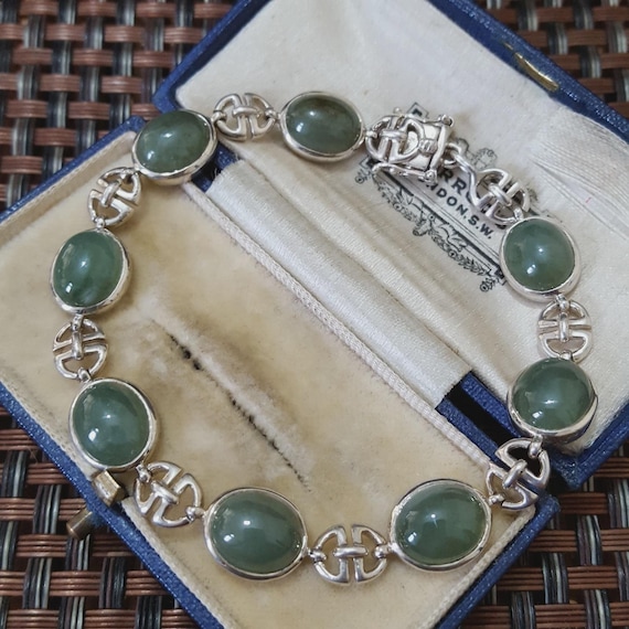 925 Sterling Silver Tennis Bracelet, Natural Burmese Jade