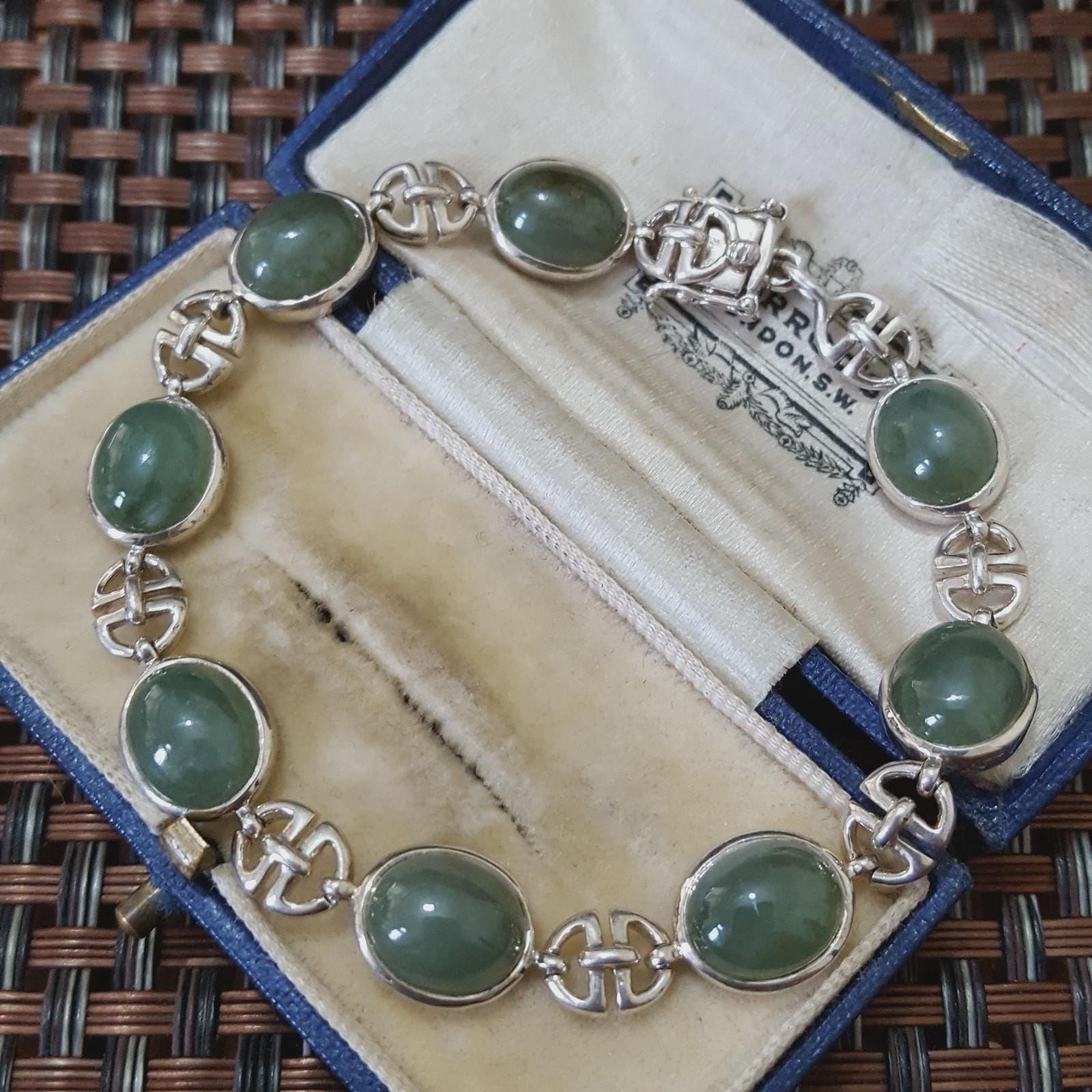 925 Sterling Silver Tennis Bracelet, Natural Burmese Jade