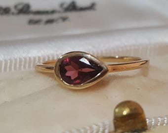 Gold Plated Sterling Silver Solitaire Ring Natural Rhodolite Gem UK Size O