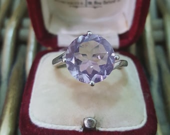 925 Sterling Silver Ring, Rose De France Amethyst Ring, Size R.5 US 8.75