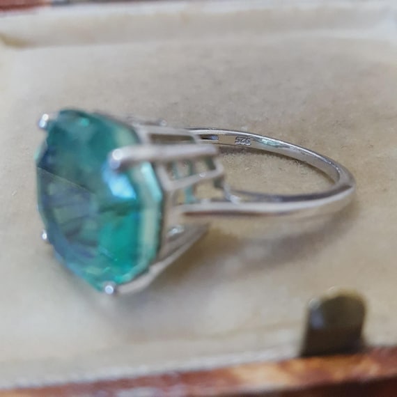 925 Statement Sterling Silver Ring Peacock Quartz… - image 8