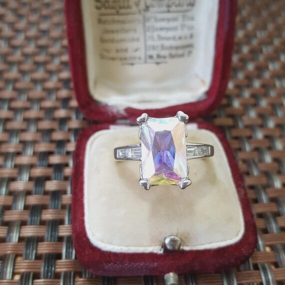 Diamonique Sterling Silver Ring Simulated Mystic … - image 2