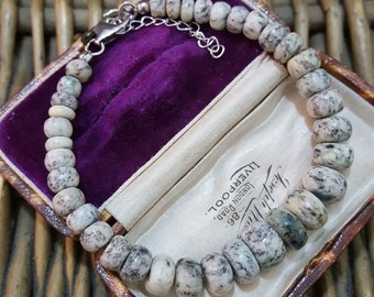 925 Sterling Silver Gemstones Bracelet, K2 Mountain Jasper, Adjustable