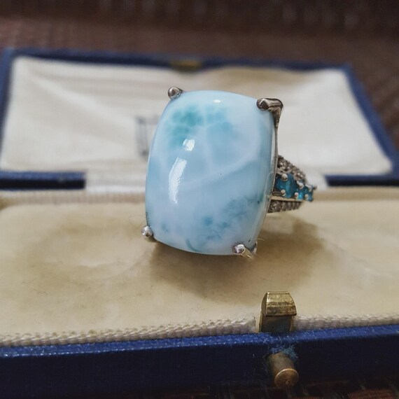 Statement Ring Sterling Silver Large Larimar, Neo… - image 4
