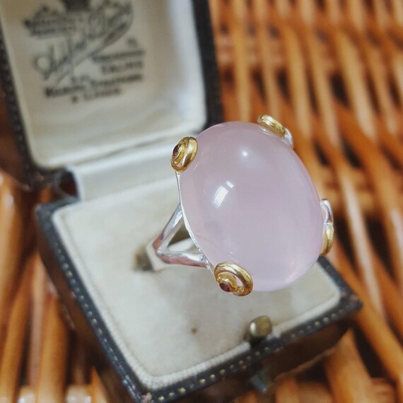 Large Statement 925 Sterling Silver Ring Rose Qua… - image 3