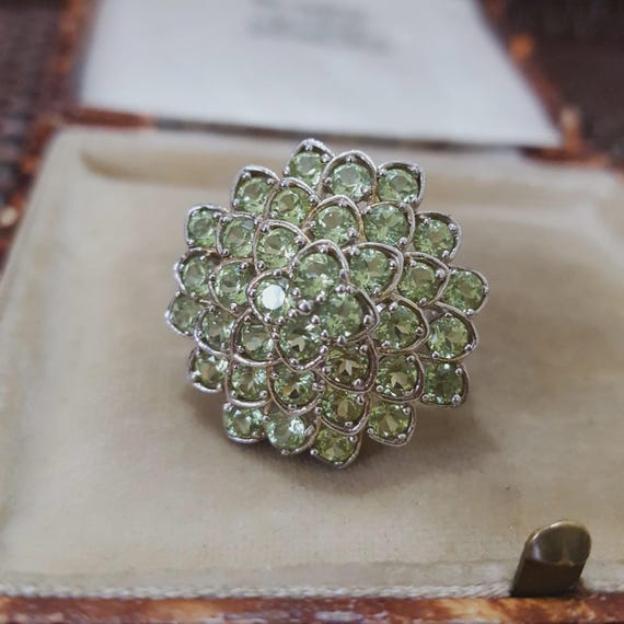 Statement Sterling Silver Ring Green Kyanite Gems… - image 7