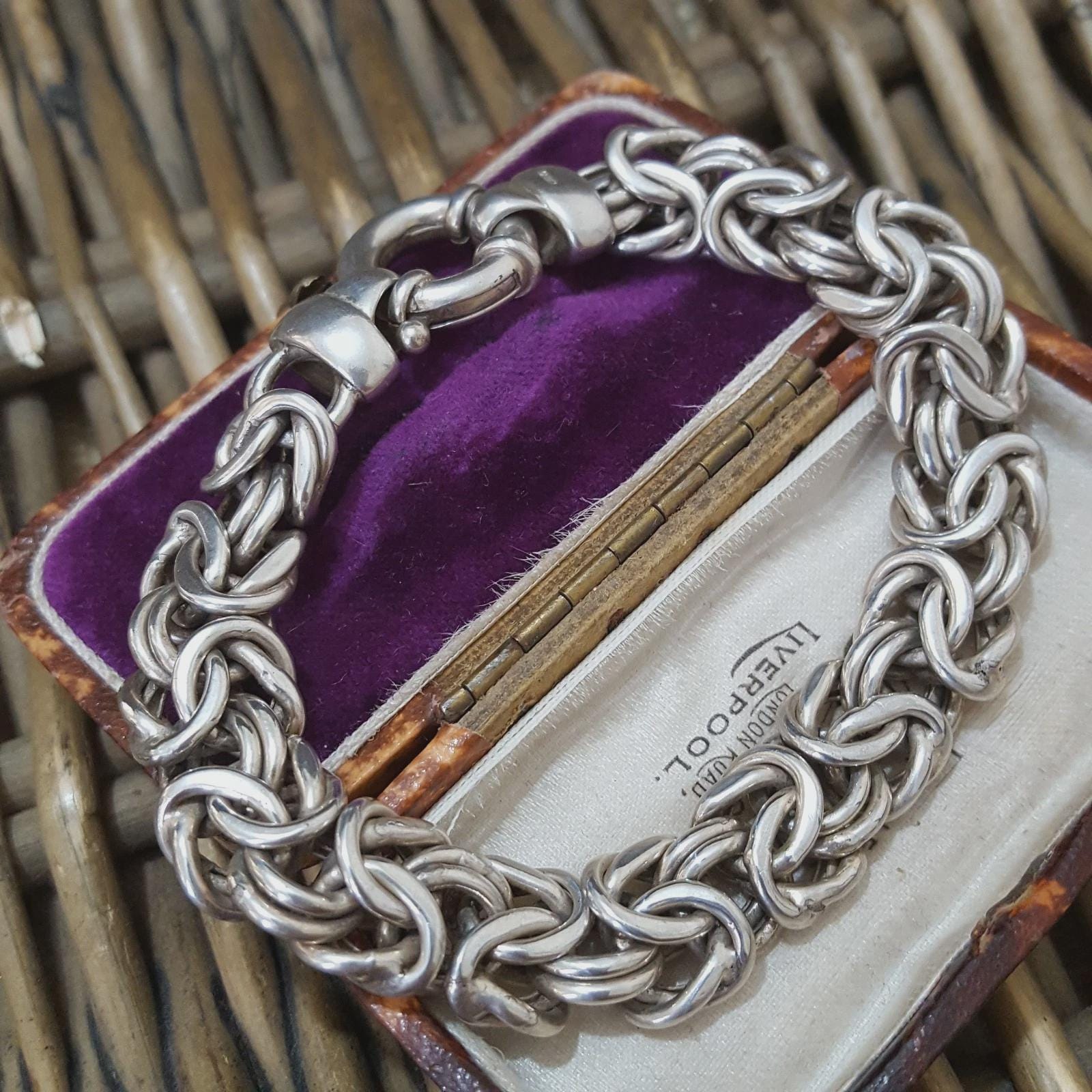 Vintage Men's 925 Sterling Silver Bracelet, Byzantine Chain