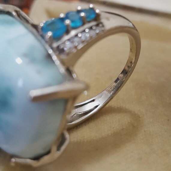 Statement Ring Sterling Silver Large Larimar, Neo… - image 8