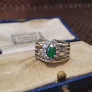 Ring i 925 sterlingsilver med brasiliansk smaragd och klar topas, flerfärgad armband, storlek L