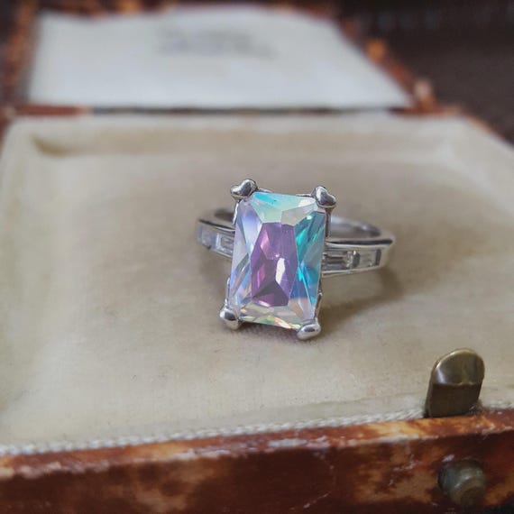 Diamonique Sterling Silver Ring Simulated Mystic … - image 7