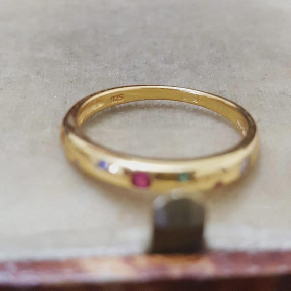 Sterling Silver Ring, Multi Gems Ruby Opal Emeral… - image 8