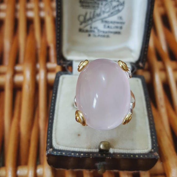 Large Statement 925 Sterling Silver Ring Rose Qua… - image 1