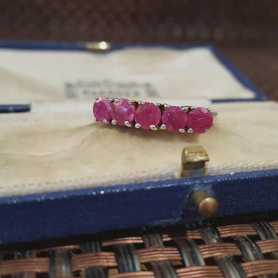 Sterling Silver Half Eternity Ring Ruby Gemstones… - image 4