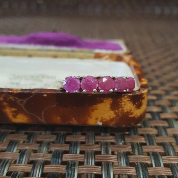 Sterling Silver Half Eternity Ring Ruby Gemstones… - image 6