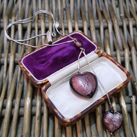 Médaillon Pendentif En Argent 925 - Cœur Gravé à Charnières - Vintage - Occasion