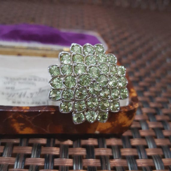 Statement Sterling Silver Ring Green Kyanite Gems… - image 6