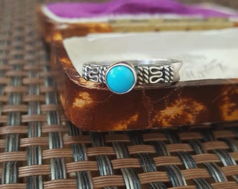 Womens Sterling Silver Ring Sleeping Beauty Turquoise UK Size U / US 10 / EU 62