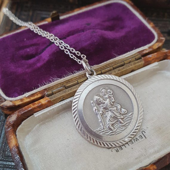 Georg Jensen Vintage 925 Sterling Silver Necklace, St Christopher