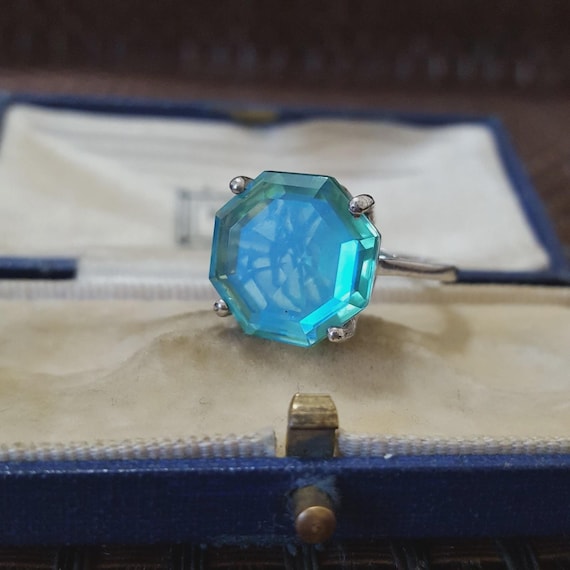 925 Statement Sterling Silver Ring Peacock Quartz… - image 1