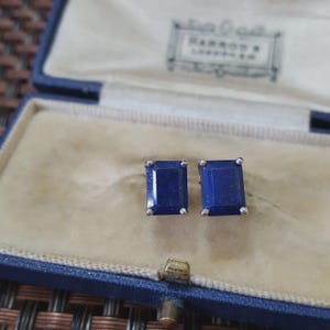 925 Sterling Silver Stud Earrings Lapis Lazuli Studs, Rich Blue Gemstone