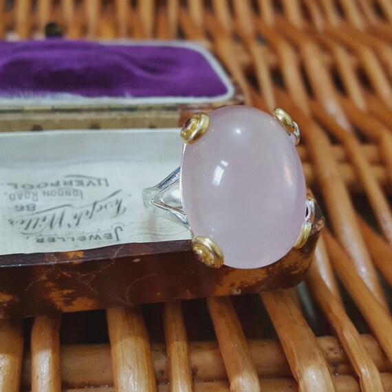 Large Statement 925 Sterling Silver Ring Rose Qua… - image 5