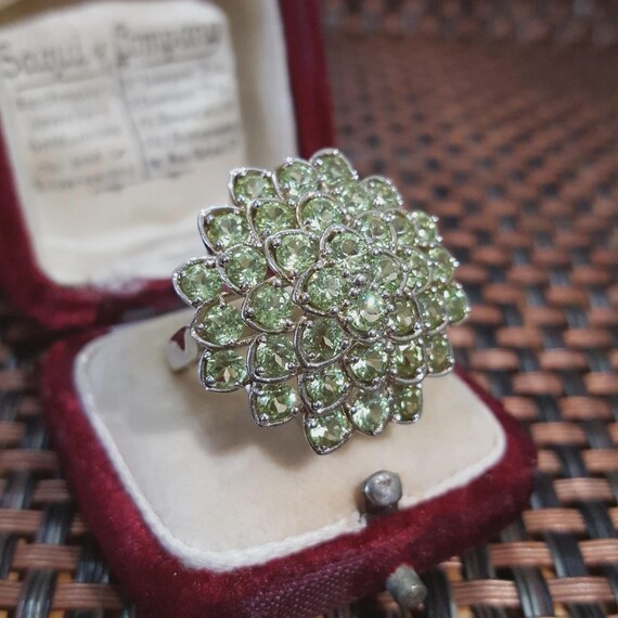 Statement Sterling Silver Ring Green Kyanite Gems… - image 3