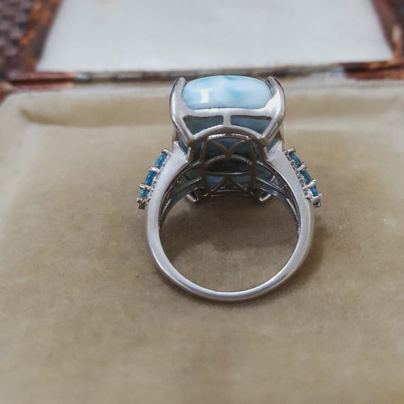 Statement Ring Sterling Silver Large Larimar, Neo… - image 9