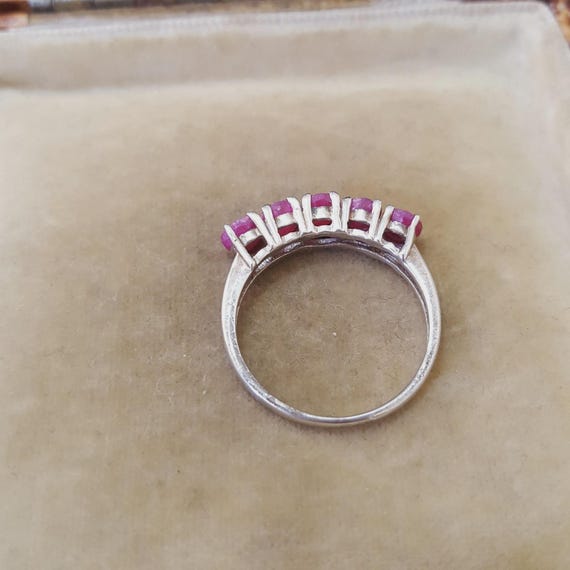 Sterling Silver Half Eternity Ring Ruby Gemstones… - image 9
